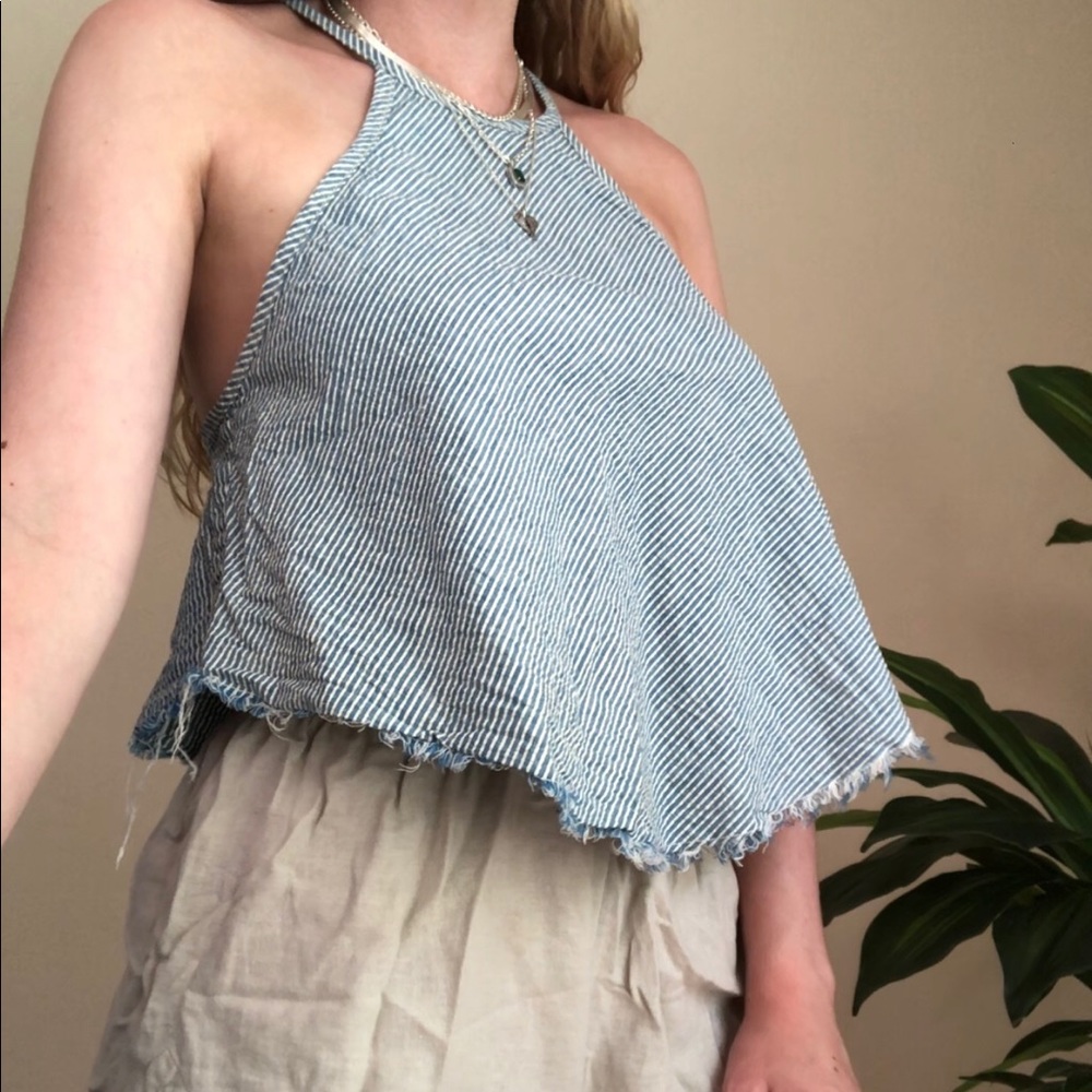 BOGO 50% OFF BDG pinstripe denim style halter top
